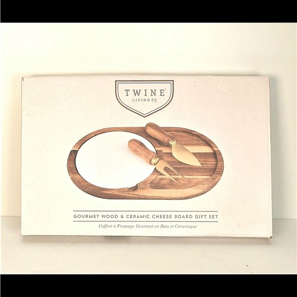 NWT Twine Gourmet Wood & Ceramic Cheese Board Gift Set - Picture 7 of 9